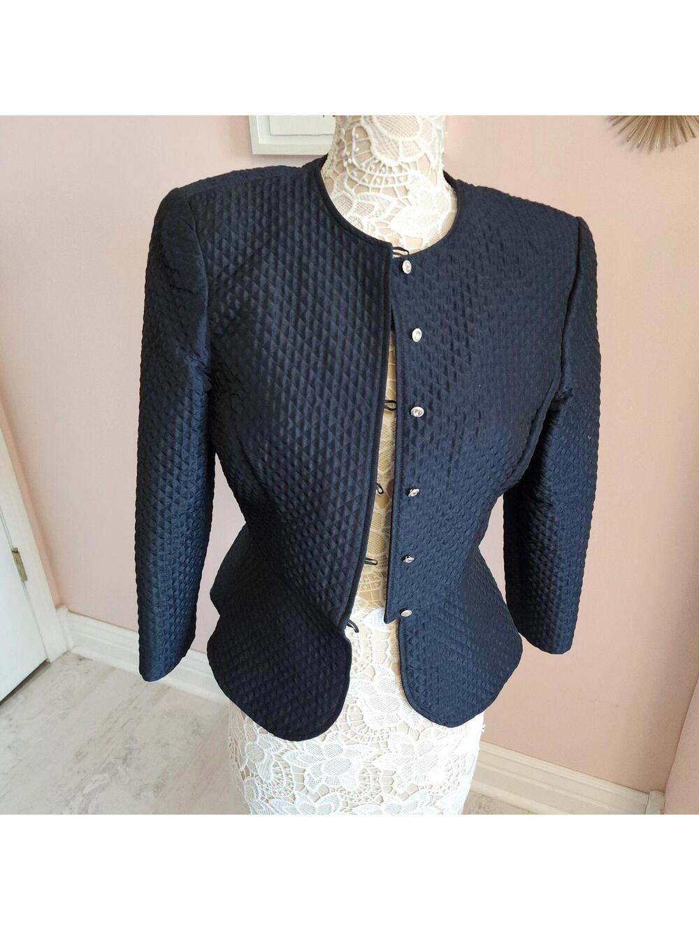 CHETTA B Sherrie Bloom Peter Noviello Black Quilted Jacket – Women’s 10 - Picture 2 of 9